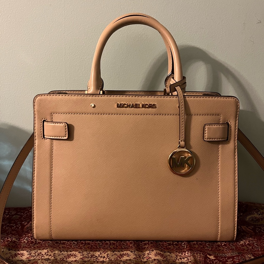 Michael Kors Rayne Leather Medium Satchel Crossbody Bag